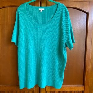 Talbots Teal Blume Knit Short Sleeve Sweater